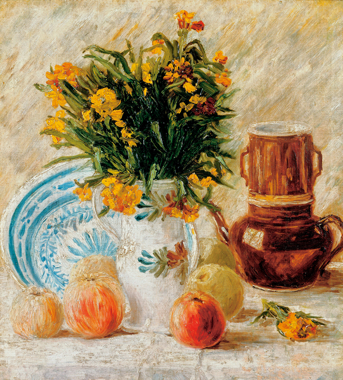  文森特·威廉·梵高  Vincent Willen Van Gogh —— 花瓶里的花、咖啡与水果